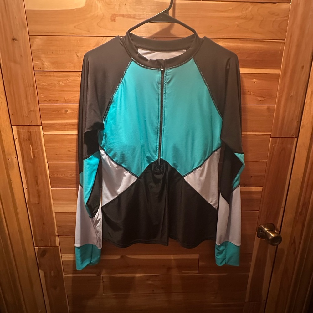Teal and Black Long Sleeve Sun Shirt